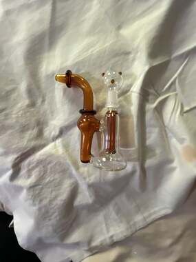 Amber Glass Oil Burner Piece with Attached Chamber